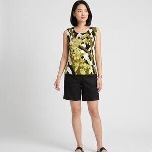 LOULOU Floral and Abstract Design Sleeveless Top